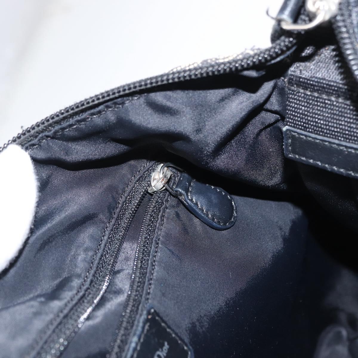 Christian Dior Trotter Canvas Shoulder Bag Black Silver Auth 153644
