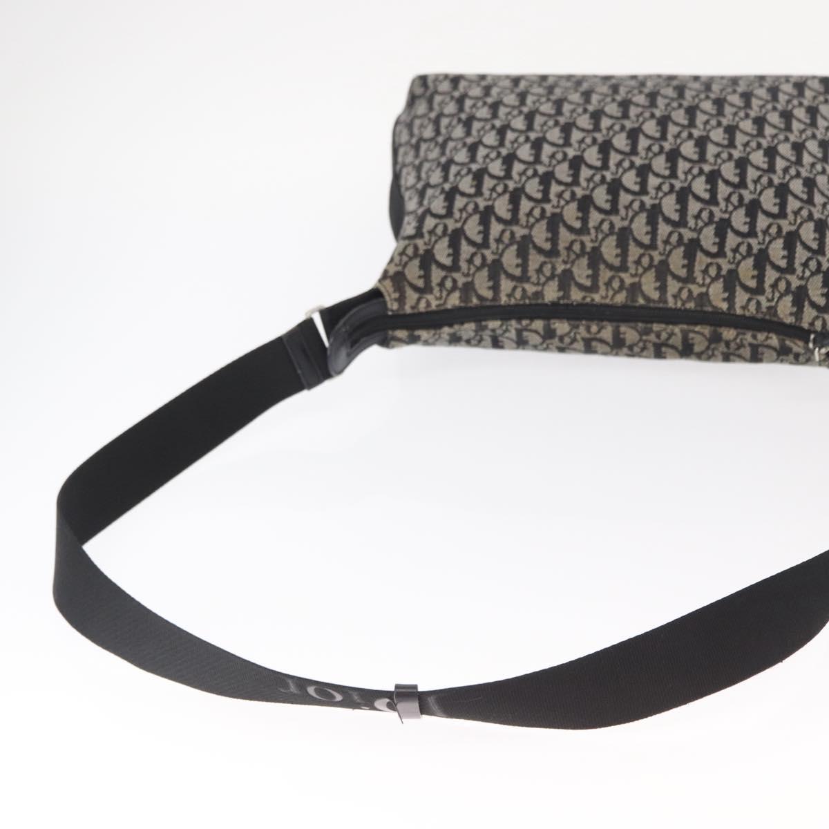 Christian Dior Trotter Canvas Shoulder Bag Black Silver Auth 153644