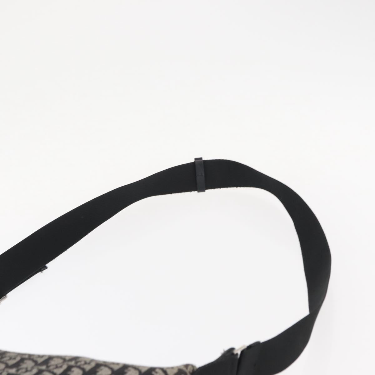 Christian Dior Trotter Canvas Shoulder Bag Black Silver Auth 153644