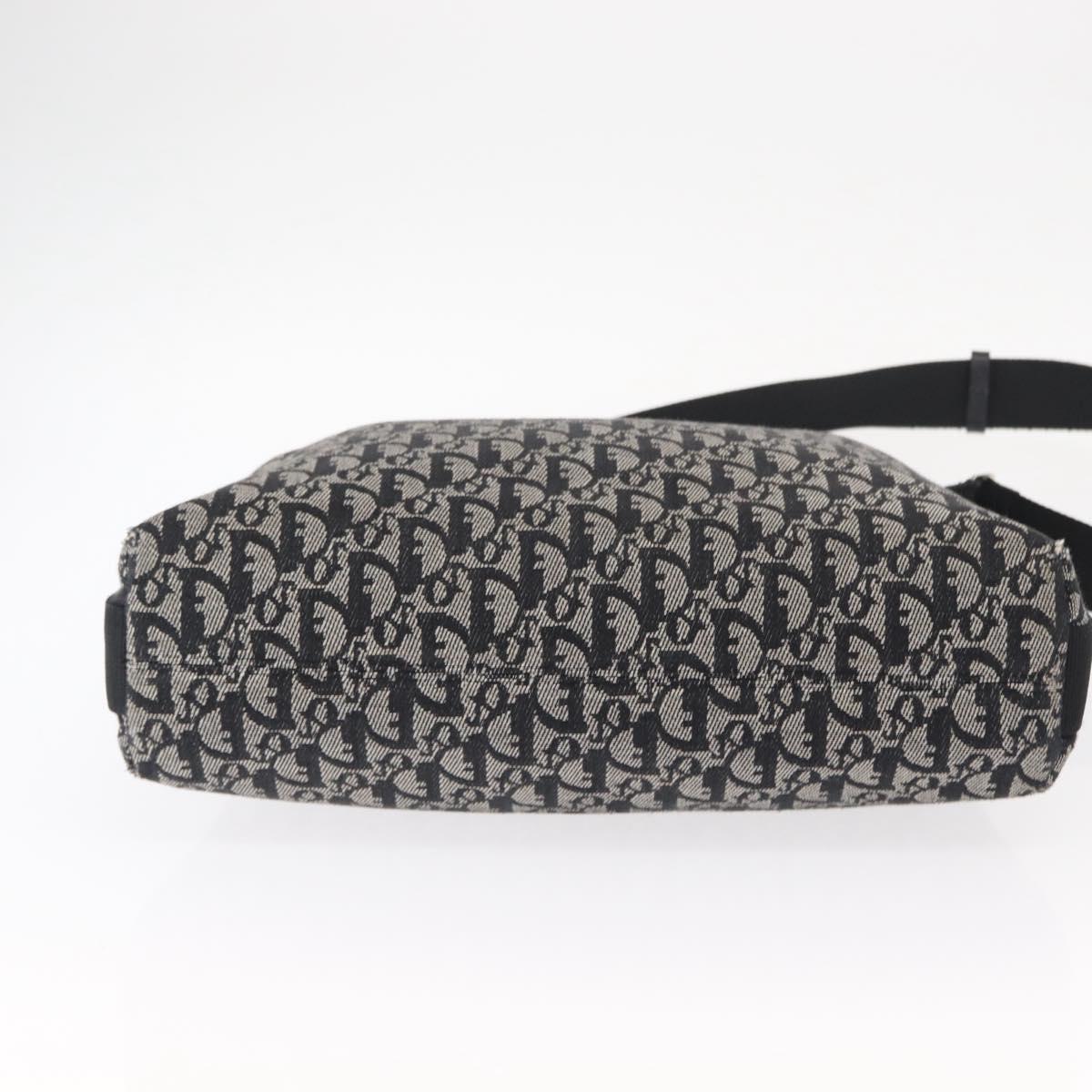 Christian Dior Trotter Canvas Shoulder Bag Black Silver Auth 153644