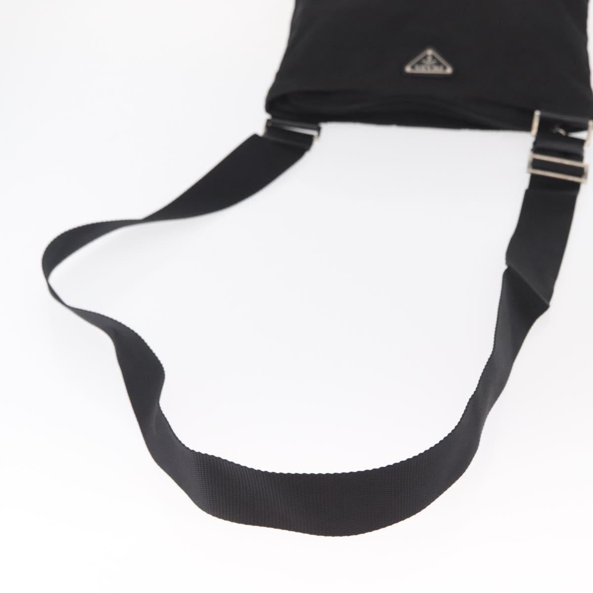 PRADA Shoulder Bag Nylon Black Silver Auth 153649