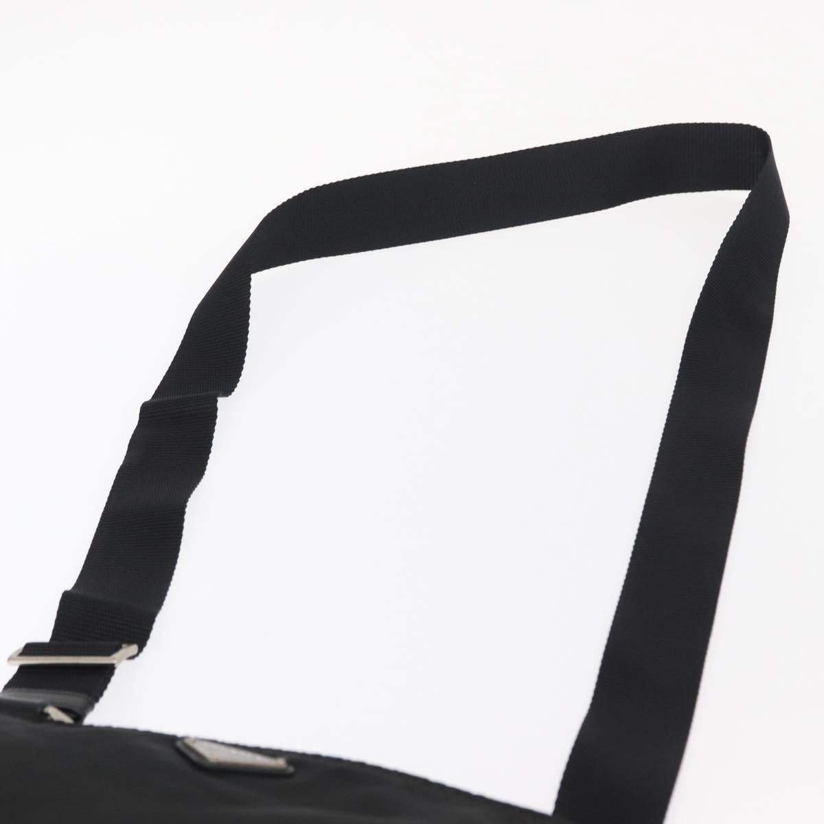 PRADA Shoulder Bag Nylon Black Silver Auth 153649