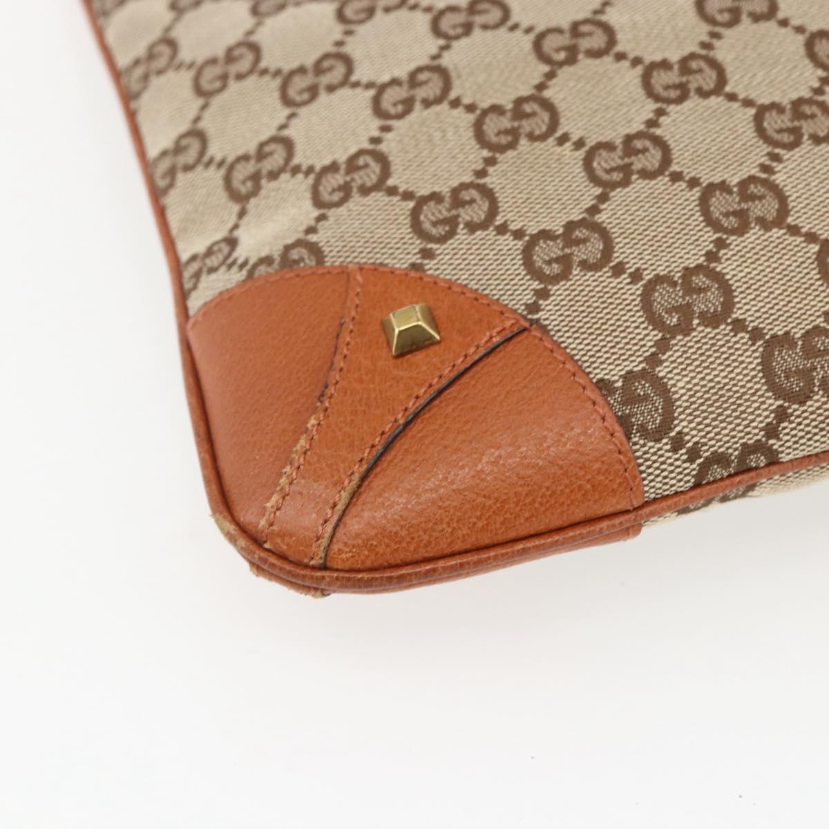 GUCCI GG Canvas Shoulder Bag Beige Gold 120893 Auth 153652A