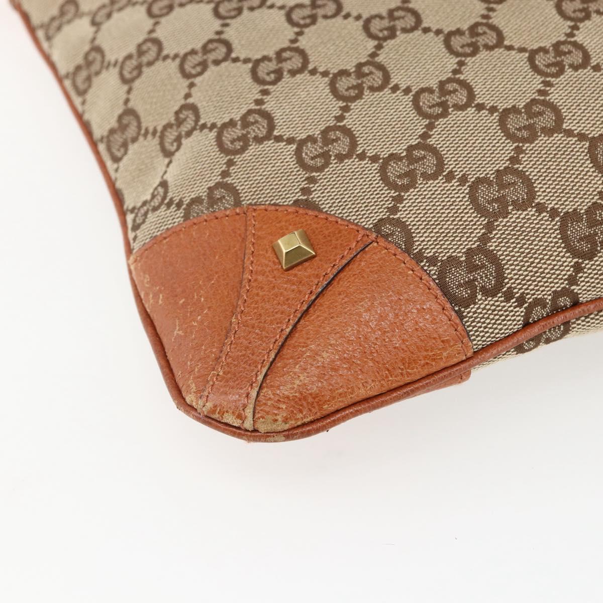 GUCCI GG Canvas Shoulder Bag Beige Gold 120893 Auth 153652A