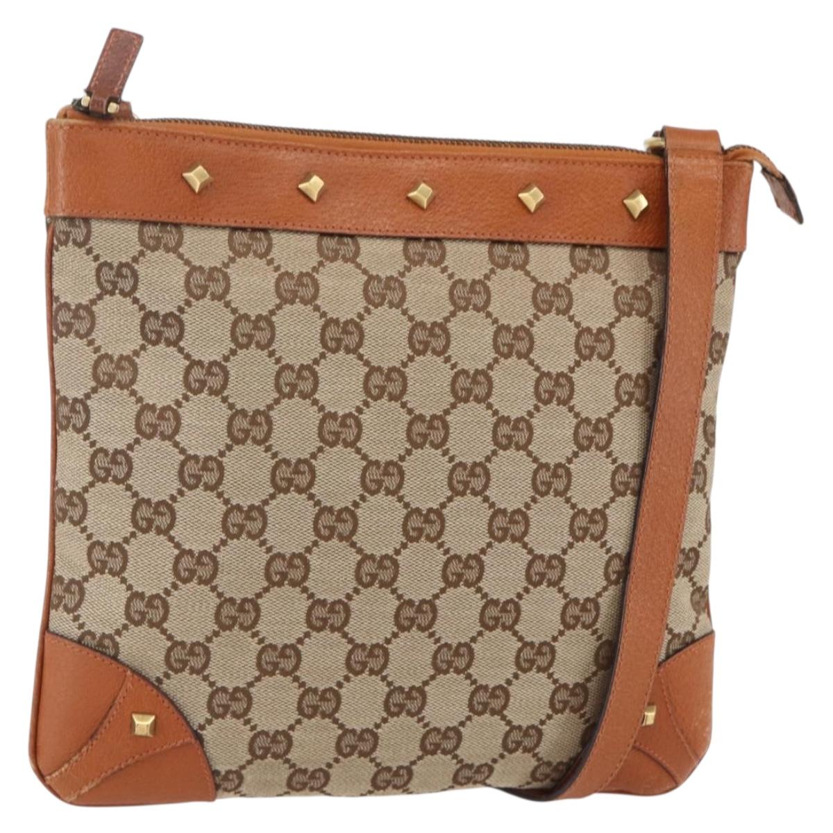 GUCCI GG Canvas Shoulder Bag Beige Gold 120893 Auth 153652A