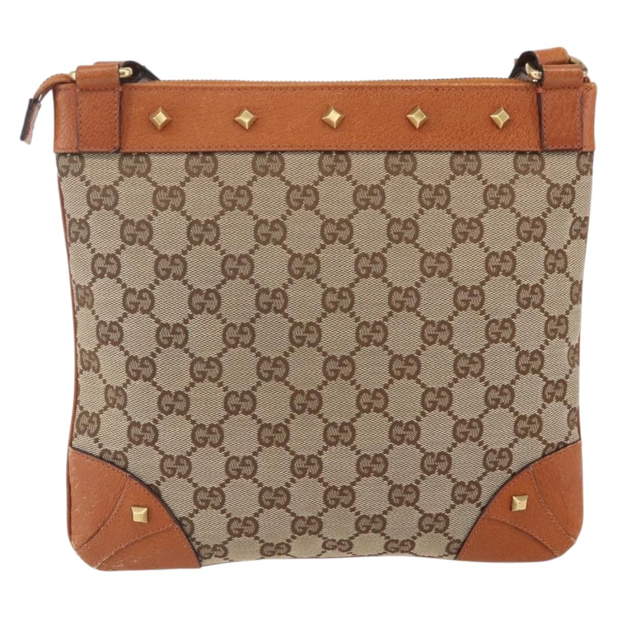 GUCCI GG Canvas Shoulder Bag Beige Gold 120893 Auth 153652A