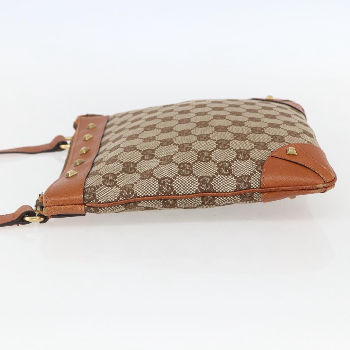 GUCCI GG Canvas Shoulder Bag Beige Gold 120893 Auth 153652