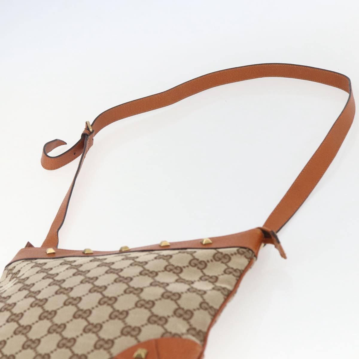 GUCCI GG Canvas Shoulder Bag Beige Gold 120893 Auth 153652A
