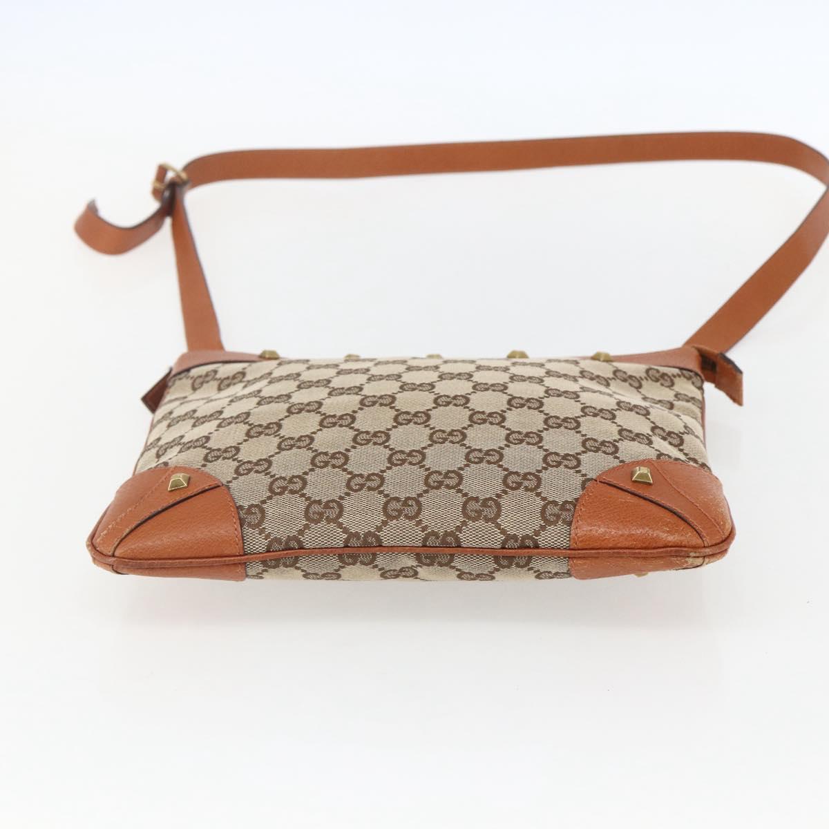 GUCCI GG Canvas Shoulder Bag Beige Gold 120893 Auth 153652