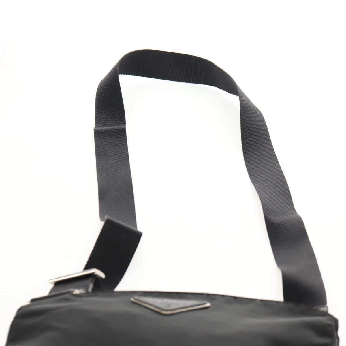 PRADA Shoulder Bag Nylon Black Silver Auth 153653V