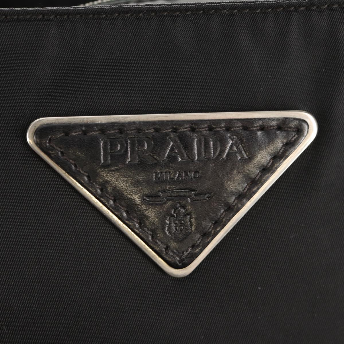 PRADA Shoulder Bag Nylon Black Silver Auth 153653V