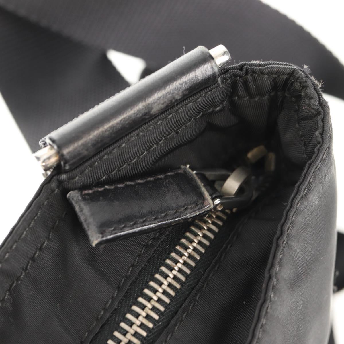 PRADA Shoulder Bag Nylon Black Silver Auth 153653V