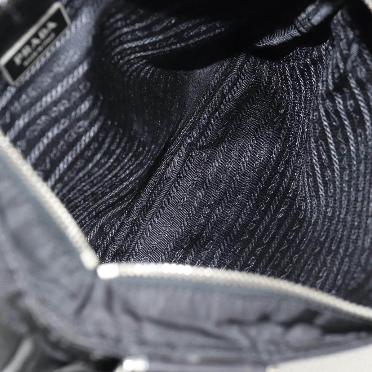 PRADA Shoulder Bag Nylon Black Silver Auth 153653V