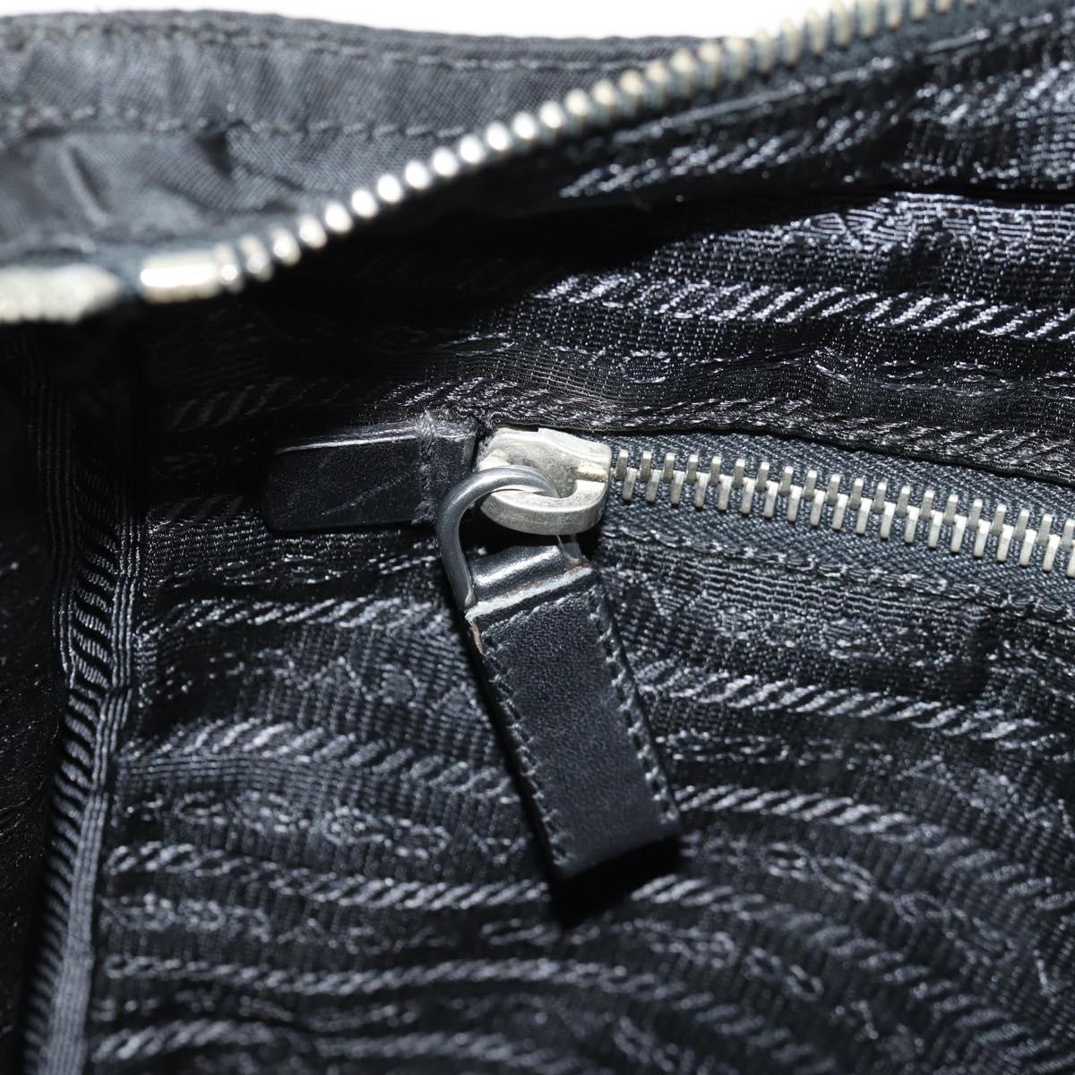 PRADA Shoulder Bag Nylon Black Silver Auth 153653V