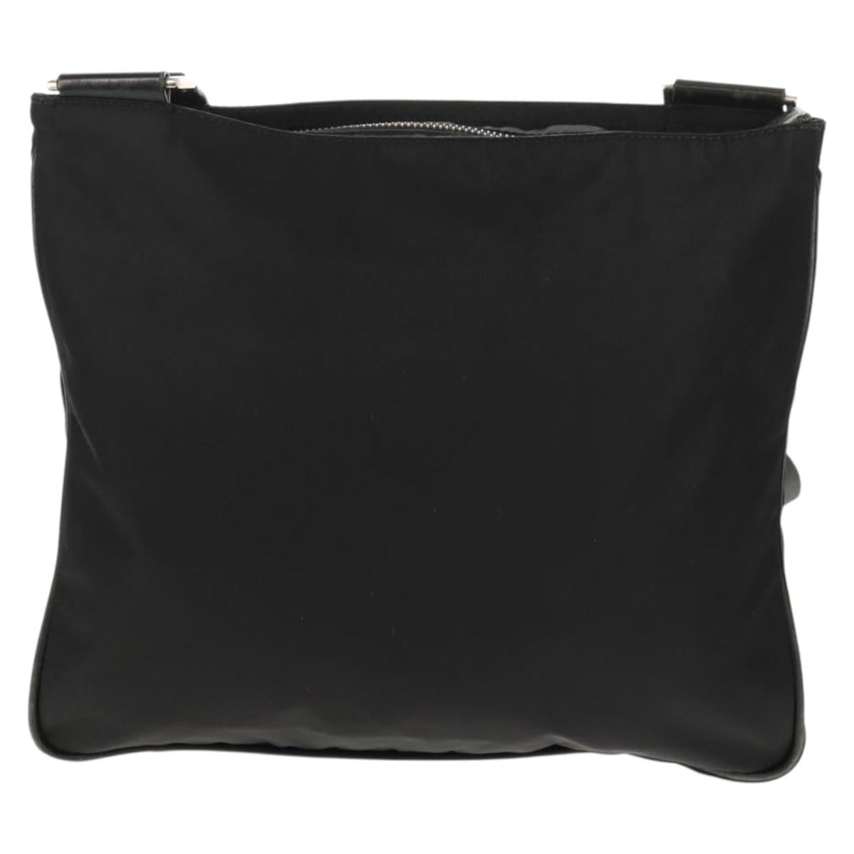 PRADA Shoulder Bag Nylon Black Silver Auth 153653V
