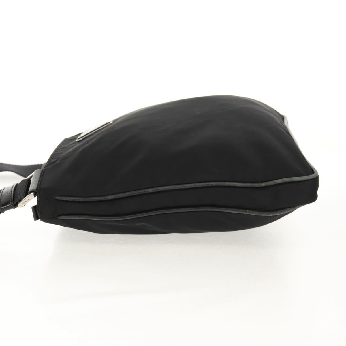 PRADA Shoulder Bag Nylon Black Silver Auth 153653V