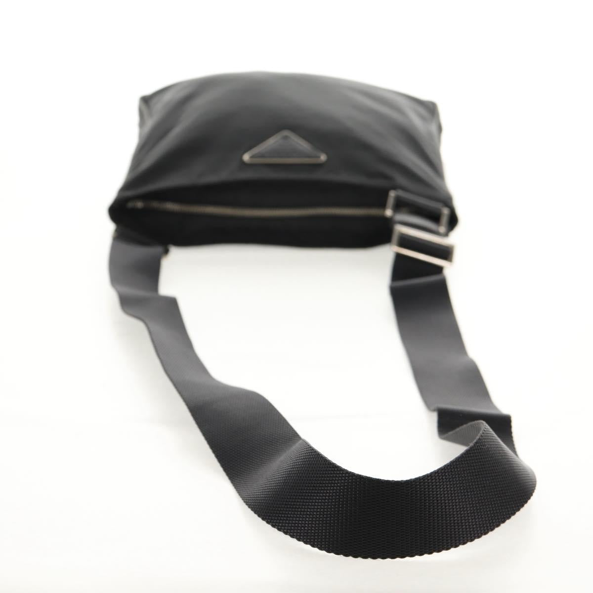 PRADA Shoulder Bag Nylon Black Silver Auth 153653V