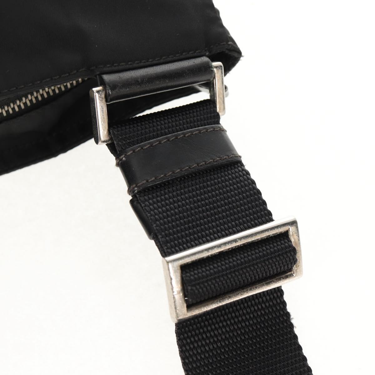 PRADA Shoulder Bag Nylon Black Silver Auth 153653V
