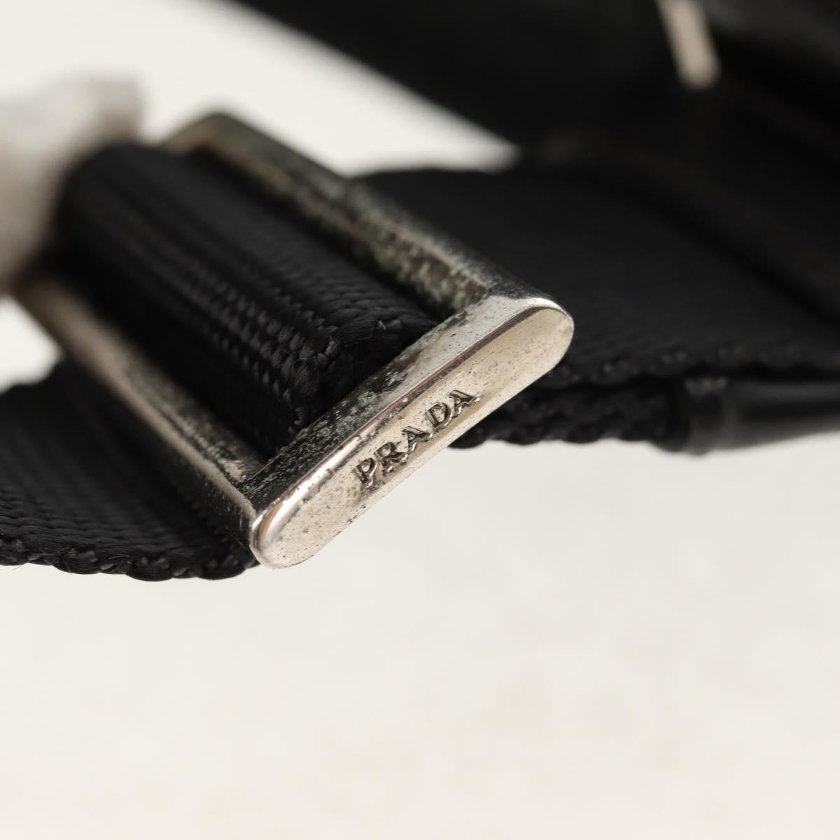 PRADA Shoulder Bag Nylon Black Silver Auth 153653V