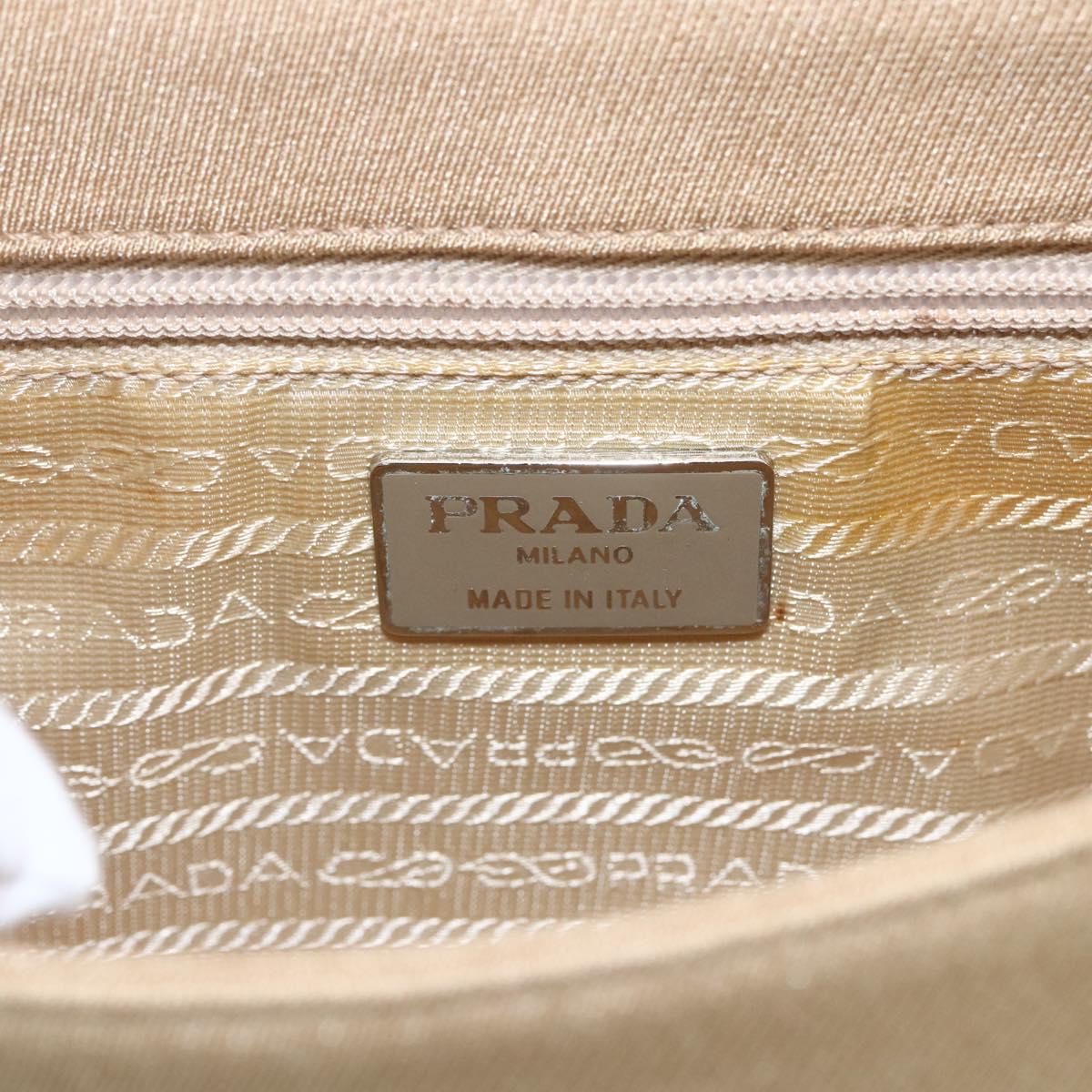 PRADA Chain TESSUTO SWING Shoulder Bag Nylon Beige Silver B6436 Auth 153656V