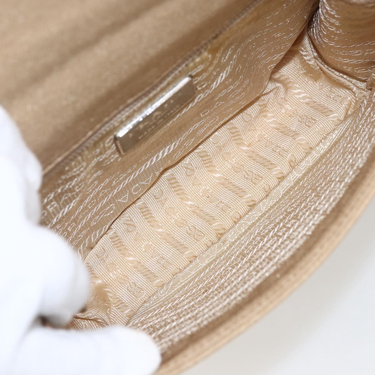 PRADA Chain TESSUTO SWING Shoulder Bag Nylon Beige Silver B6436 Auth 153656V