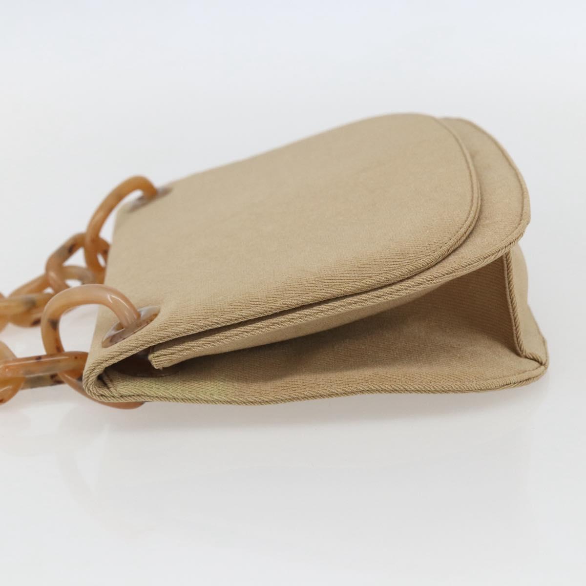 PRADA Chain TESSUTO SWING Shoulder Bag Nylon Beige Silver B6436 Auth 153656V