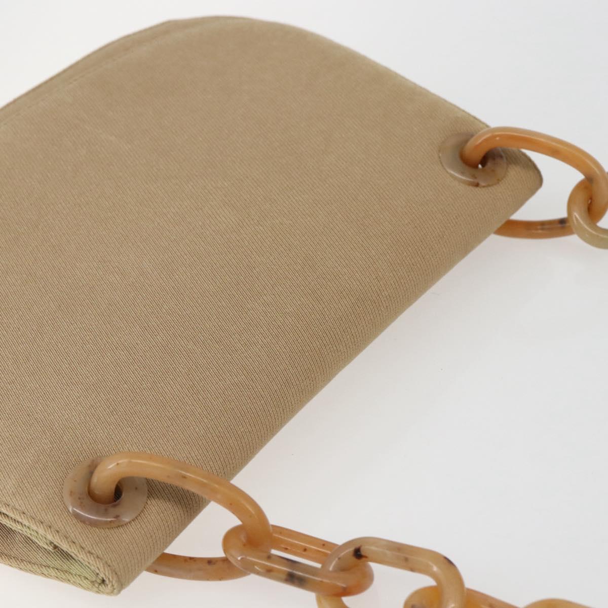 PRADA Chain TESSUTO SWING Shoulder Bag Nylon Beige Silver B6436 Auth 153656V