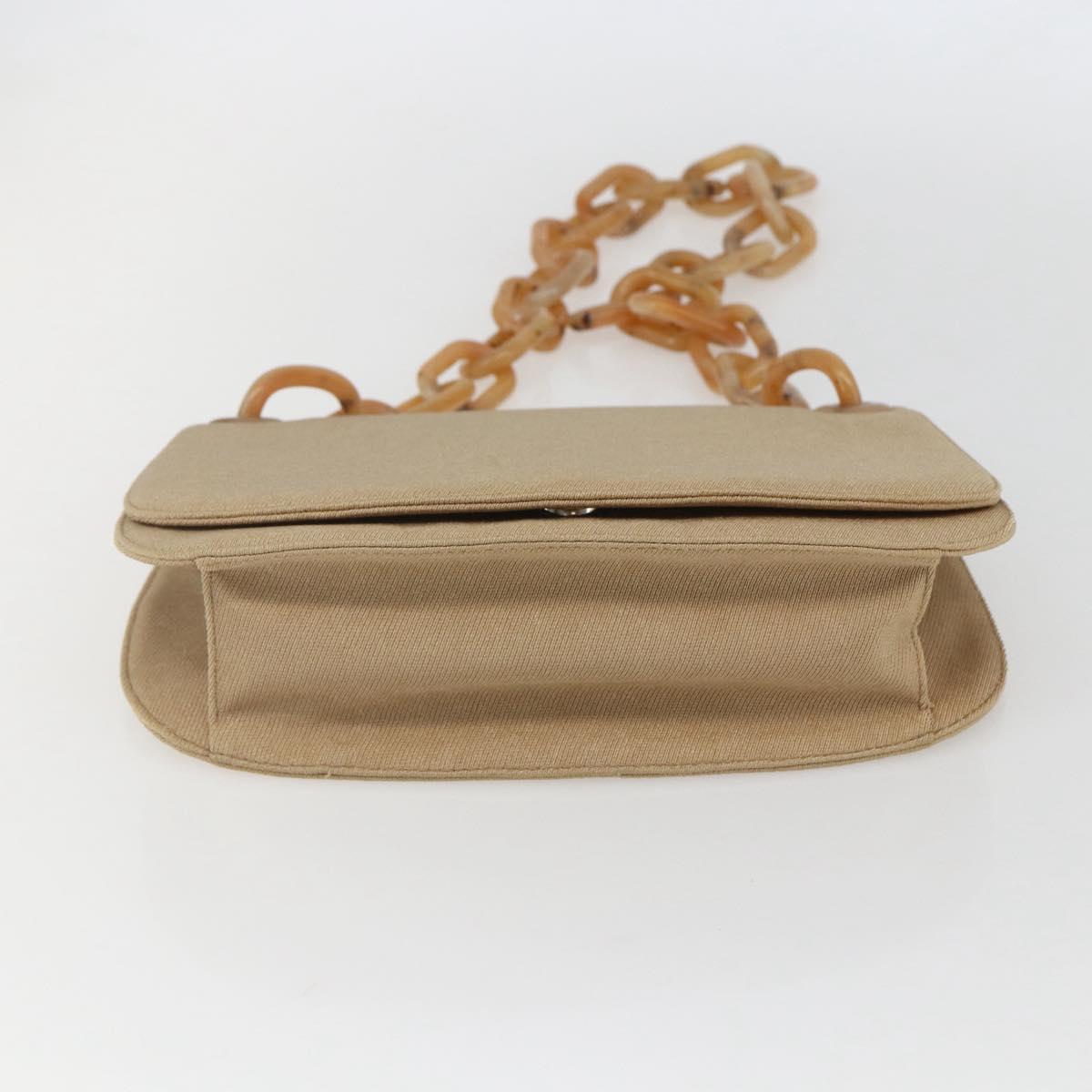 PRADA Chain TESSUTO SWING Shoulder Bag Nylon Beige Silver B6436 Auth 153656V