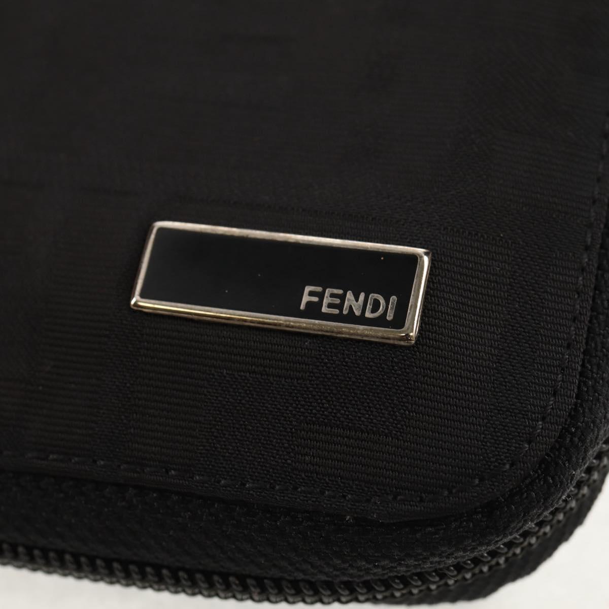 FENDI Zucca Canvas Planner Black Silver Auth 153661V