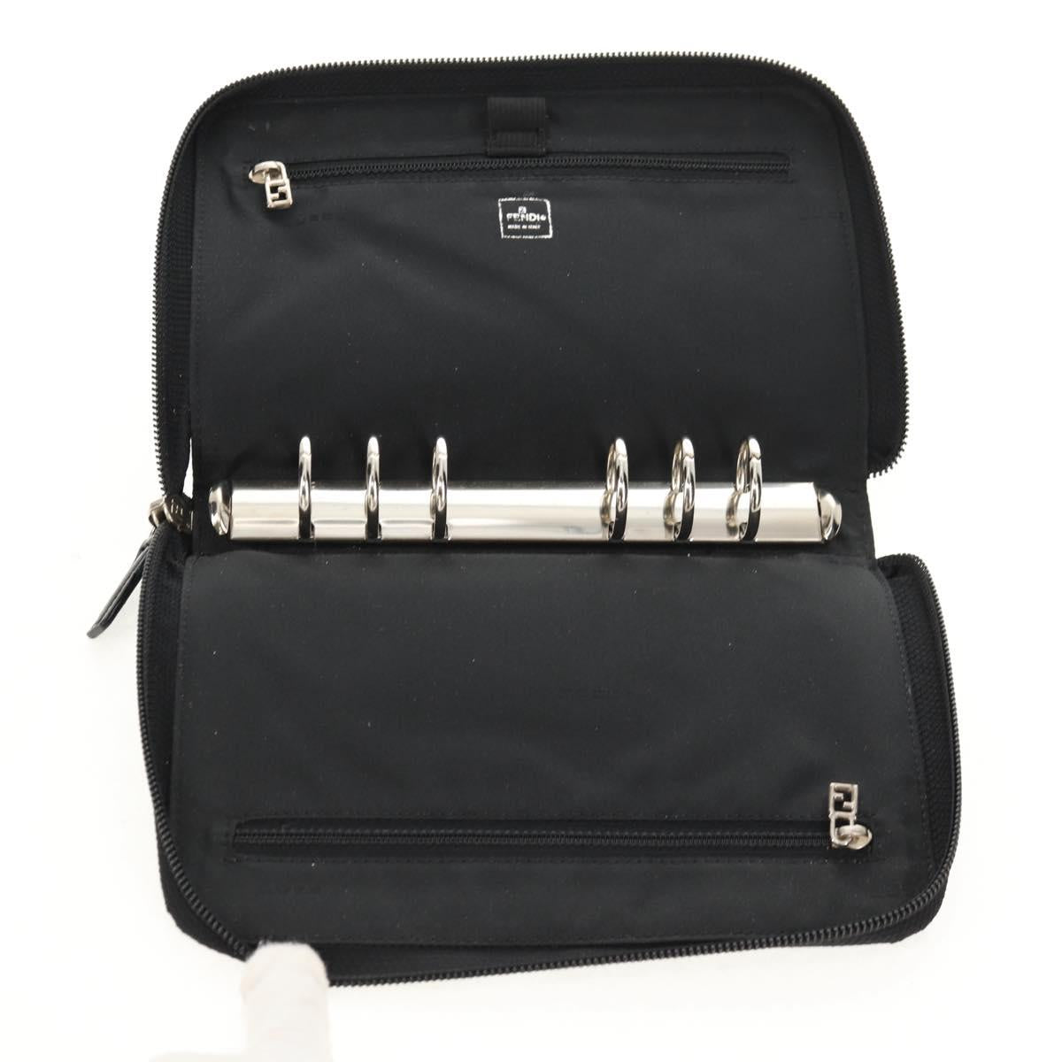 FENDI Zucca Canvas Planner Black Silver Auth 153661V