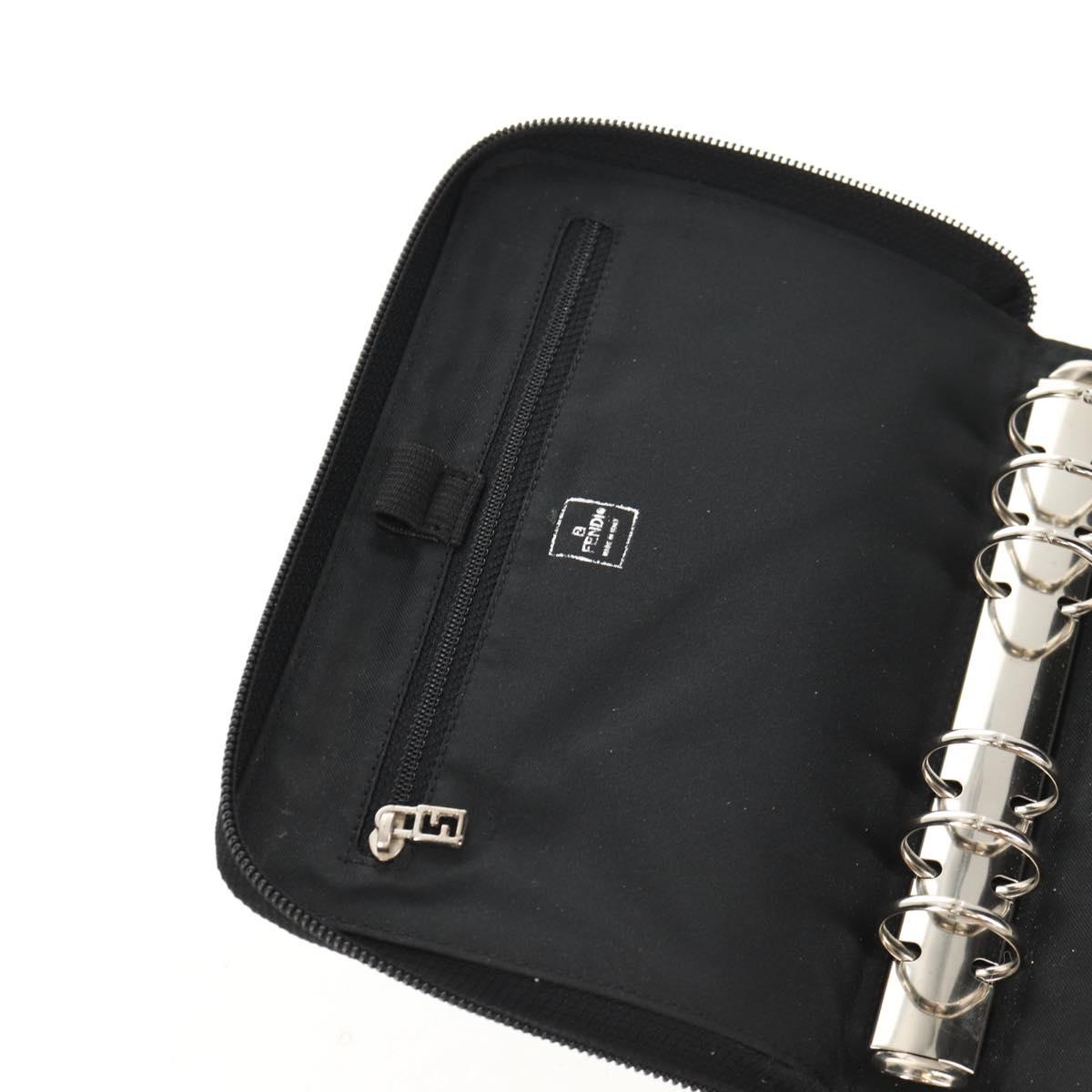 FENDI Zucca Canvas Planner Black Silver Auth 153661V