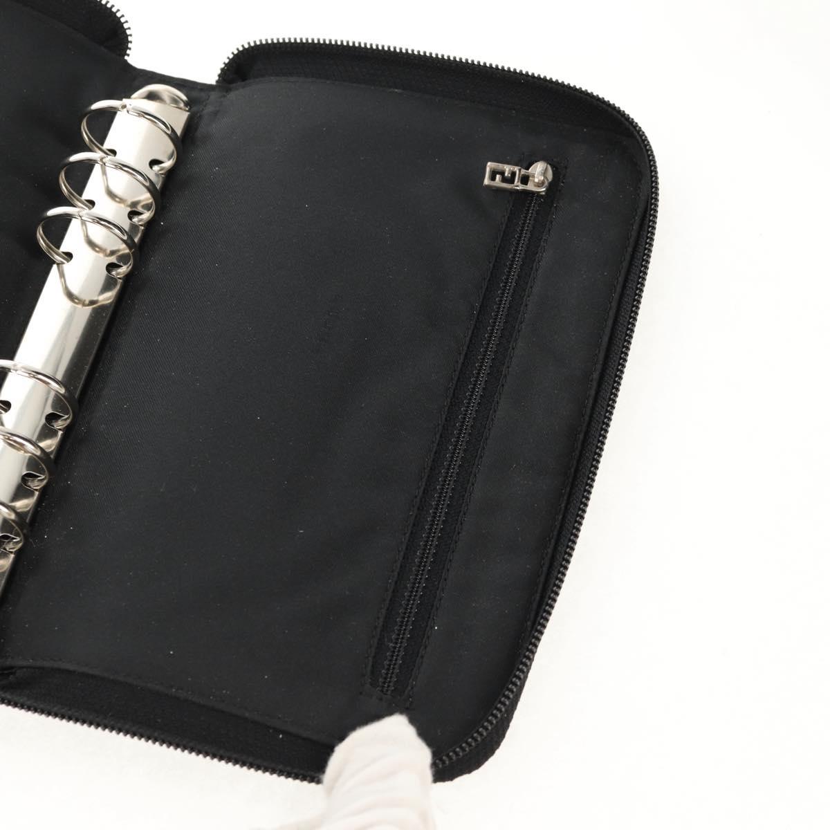 FENDI Zucca Canvas Planner Black Silver Auth 153661V