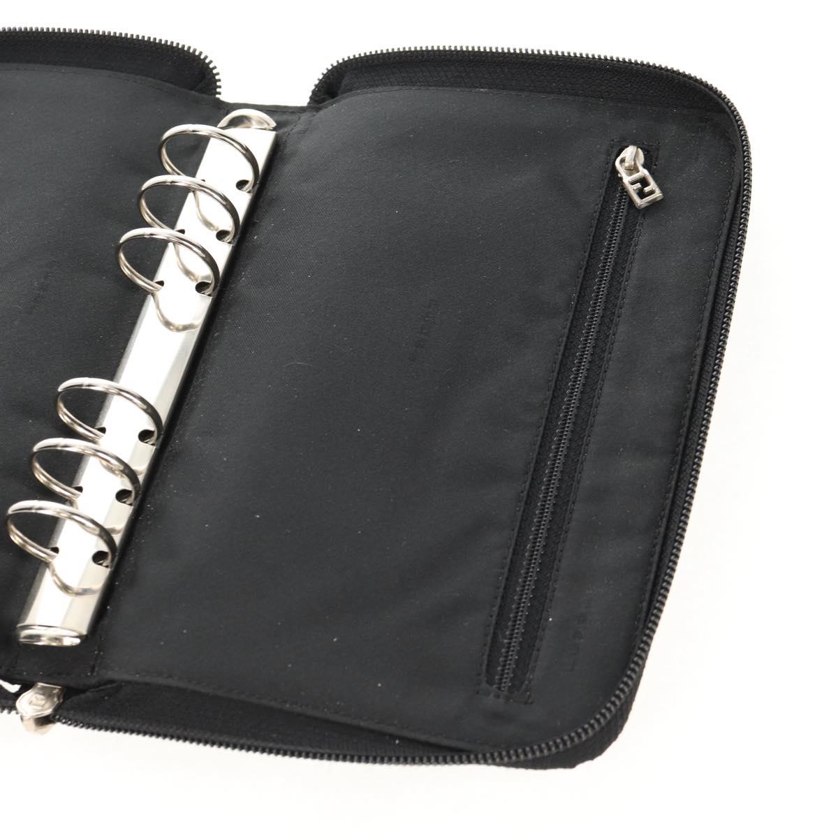 FENDI Zucca Canvas Planner Black Silver Auth 153661V