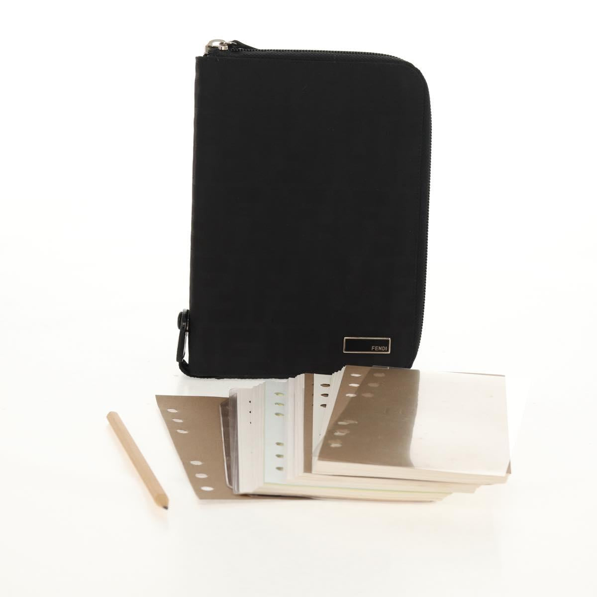 FENDI Zucca Canvas Planner Black Silver Auth 153661V