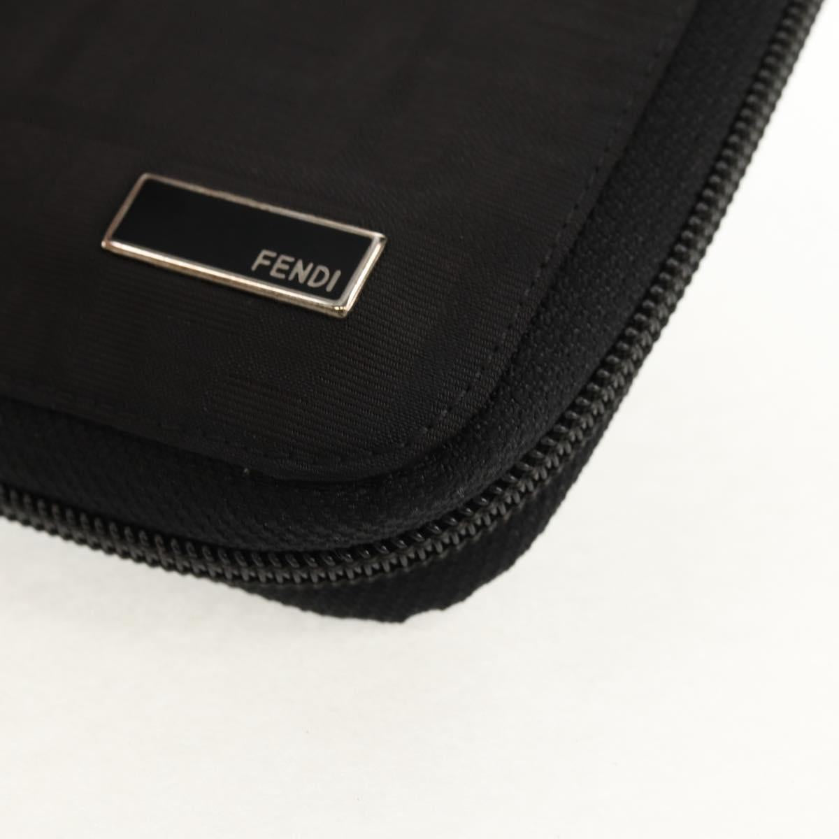 FENDI Zucca Canvas Planner Black Silver Auth 153661V