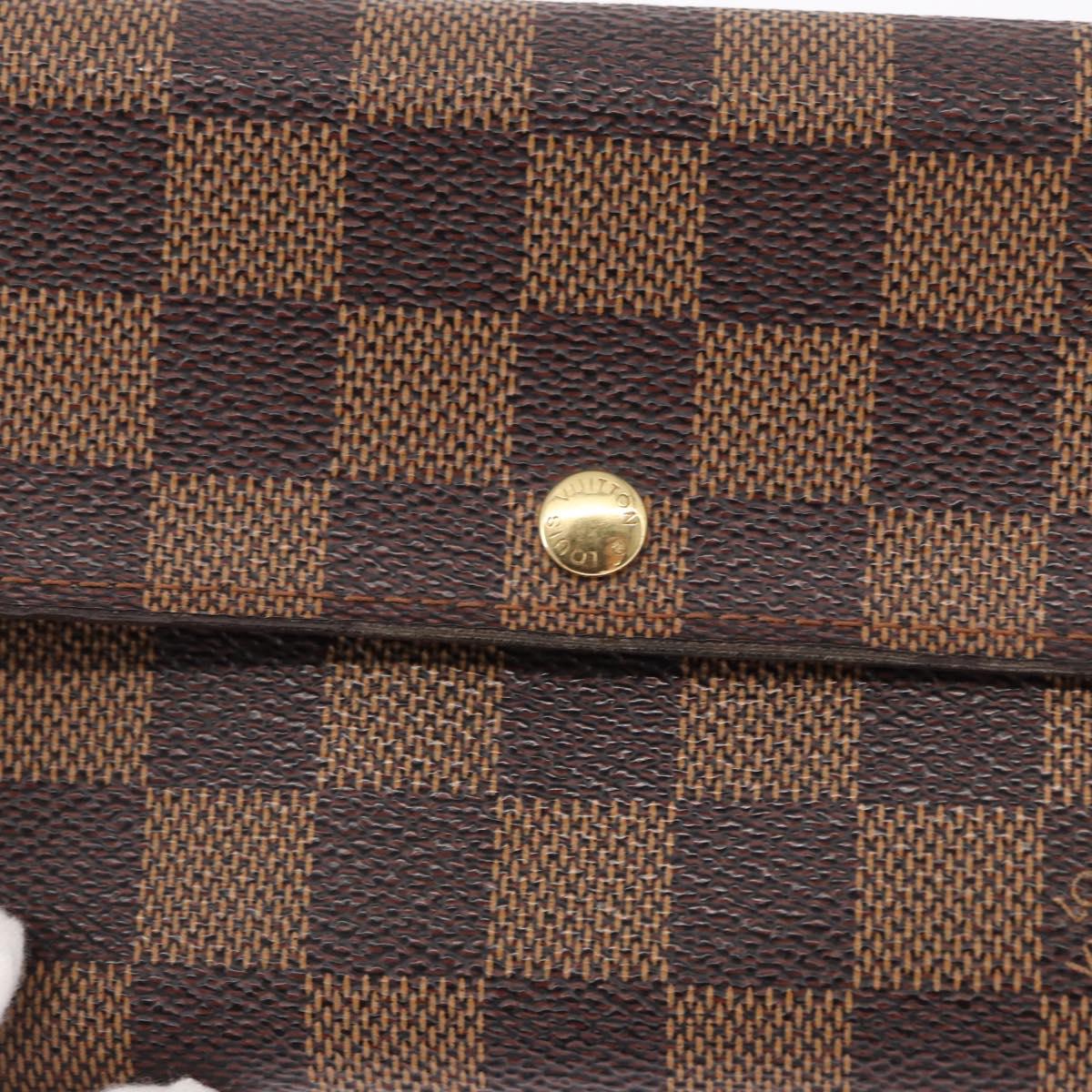 LOUIS VUITTON Damier Ebene Portefeuille Sarah Long Wallet N60491 LV Auth 153662