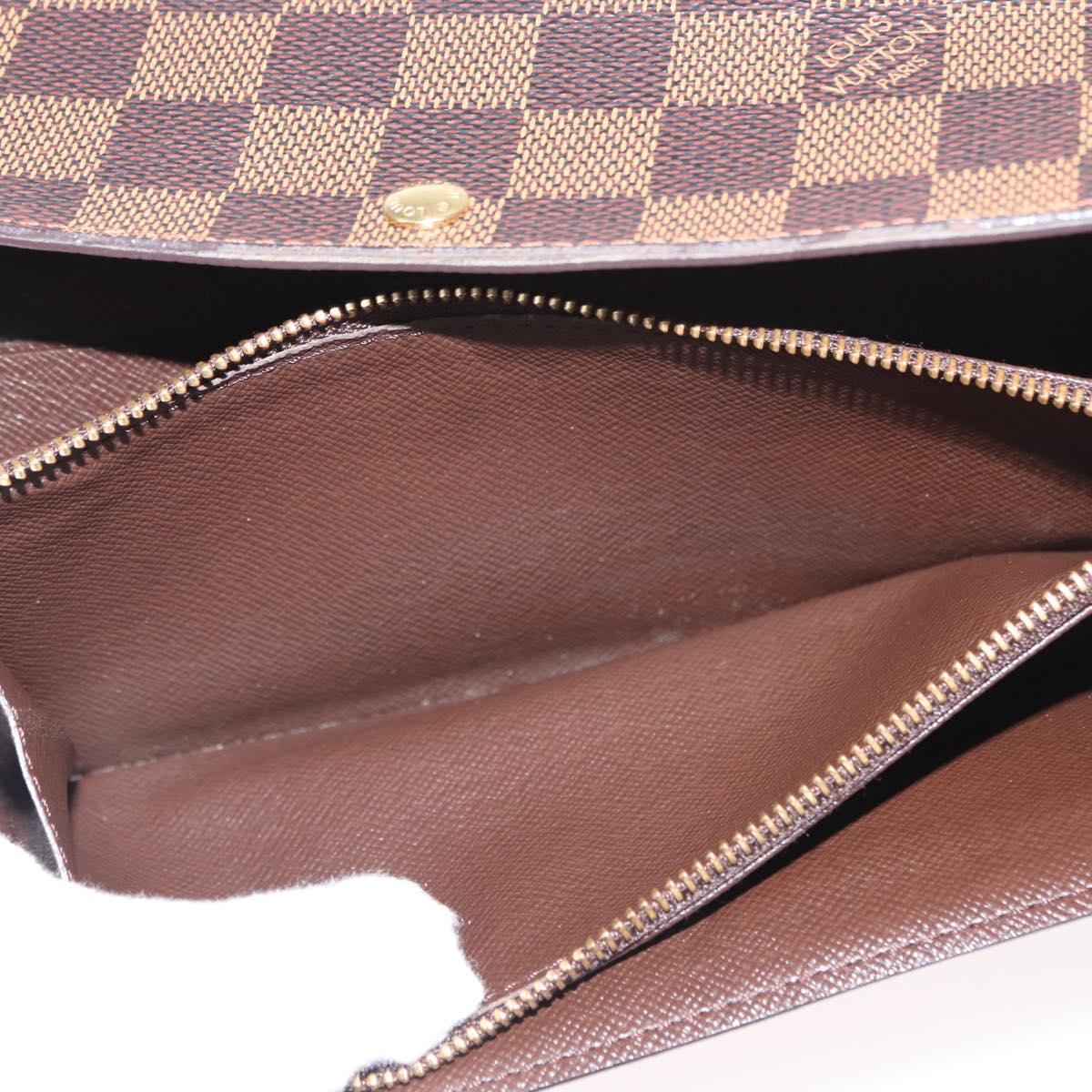 LOUIS VUITTON Damier Ebene Portefeuille Sarah Long Wallet N60491 LV Auth 153662