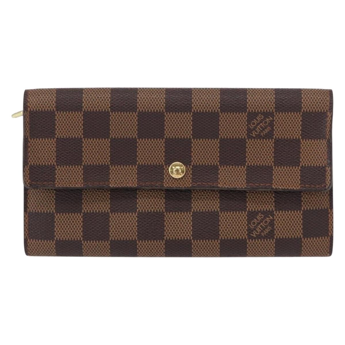 LOUIS VUITTON Damier Ebene Portefeuille Sarah Long Wallet N60491 LV Auth 153662