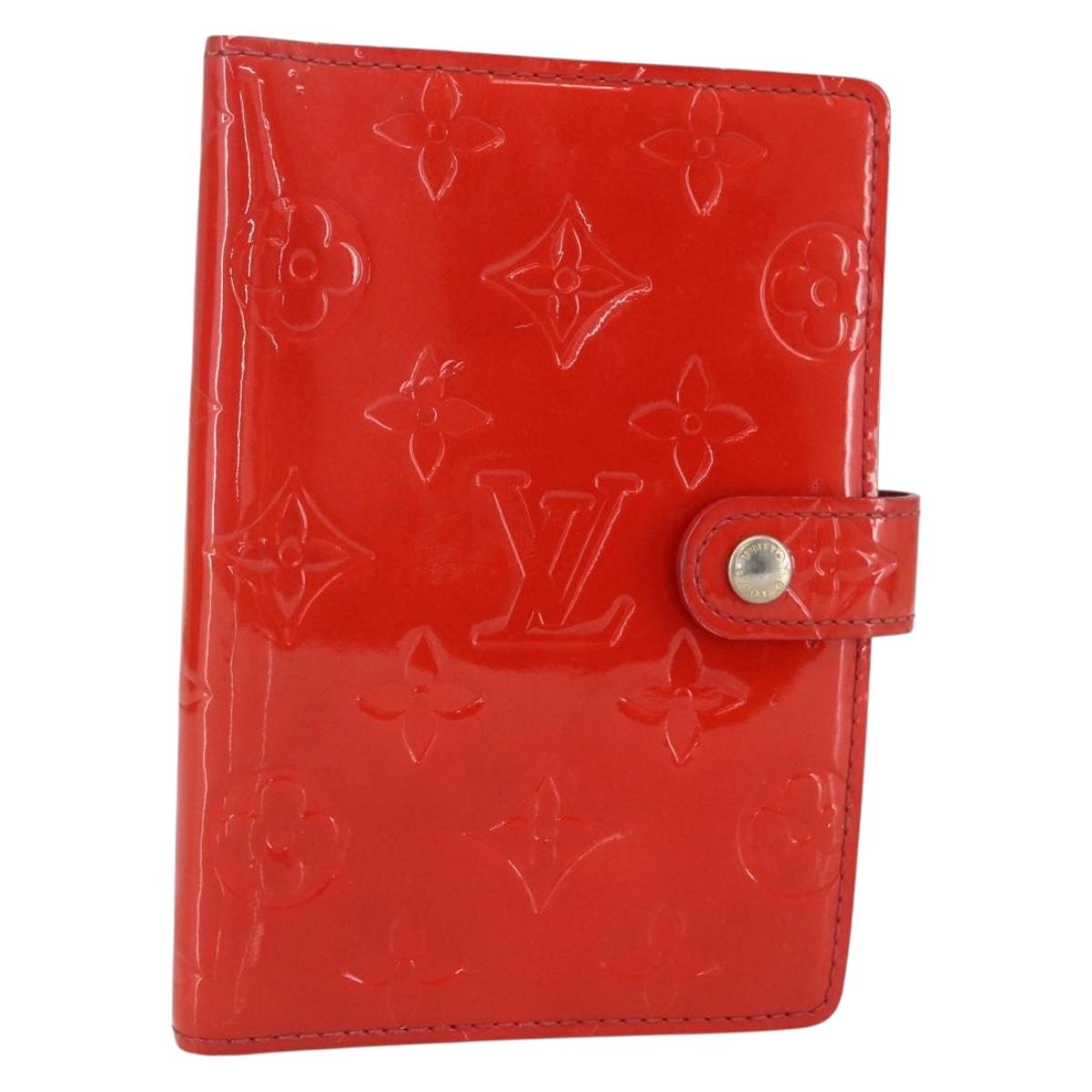 LOUIS VUITTON Monogram Vernis Agenda PM Day Planner Cover Red R21016 Auth 153667
