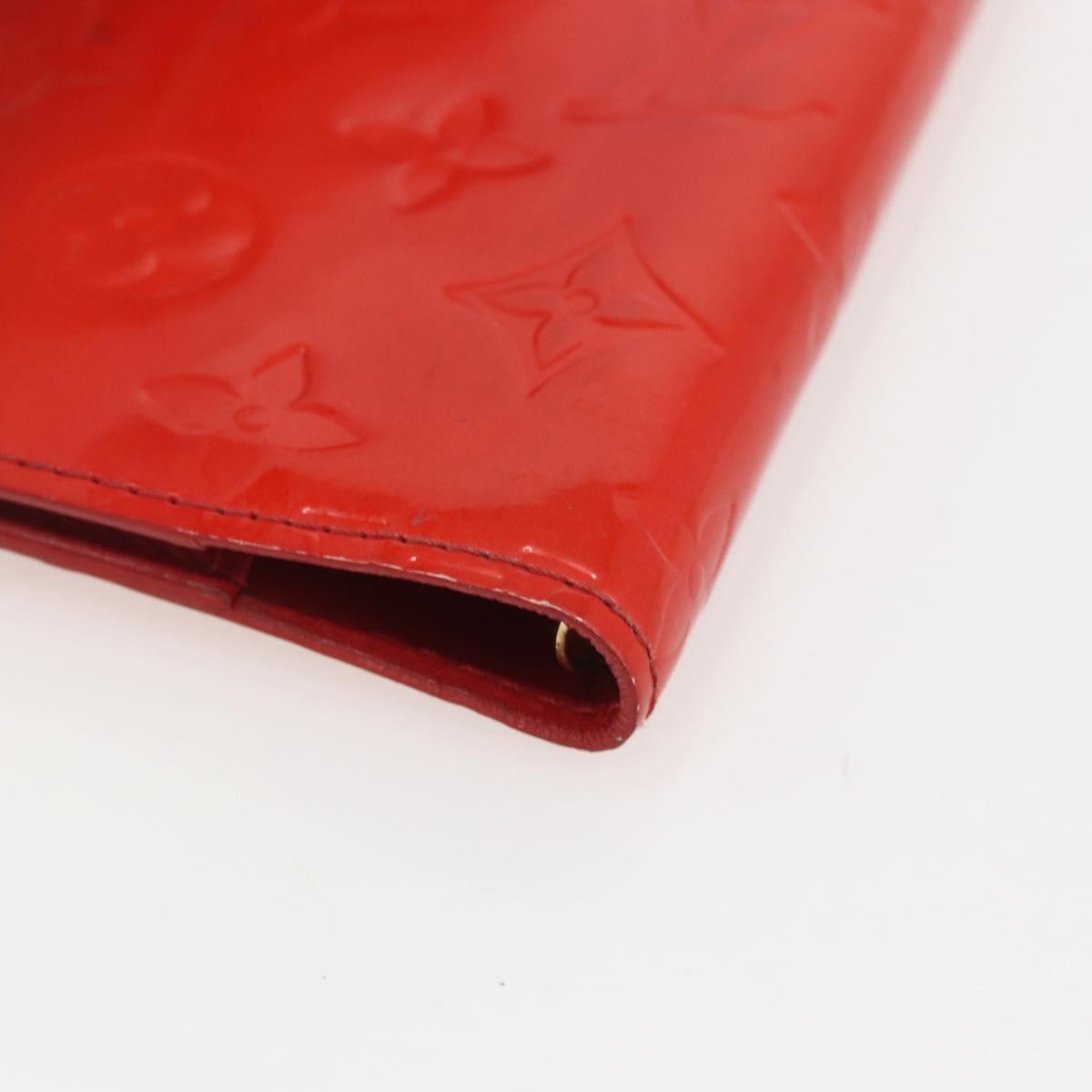 LOUIS VUITTON Monogram Vernis Agenda PM Day Planner Cover Red R21016 Auth 153667