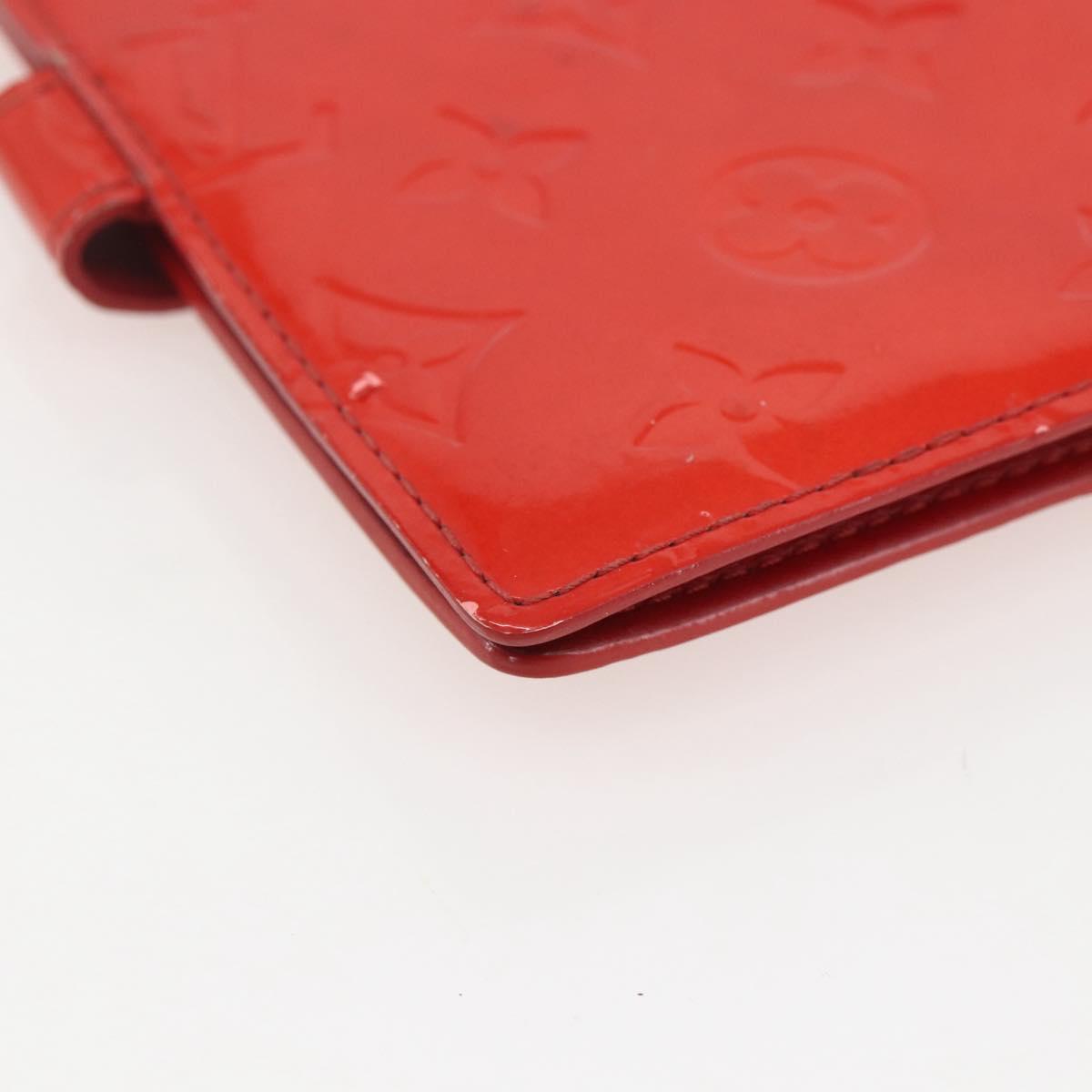 LOUIS VUITTON Monogram Vernis Agenda PM Day Planner Cover Red R21016 Auth 153667