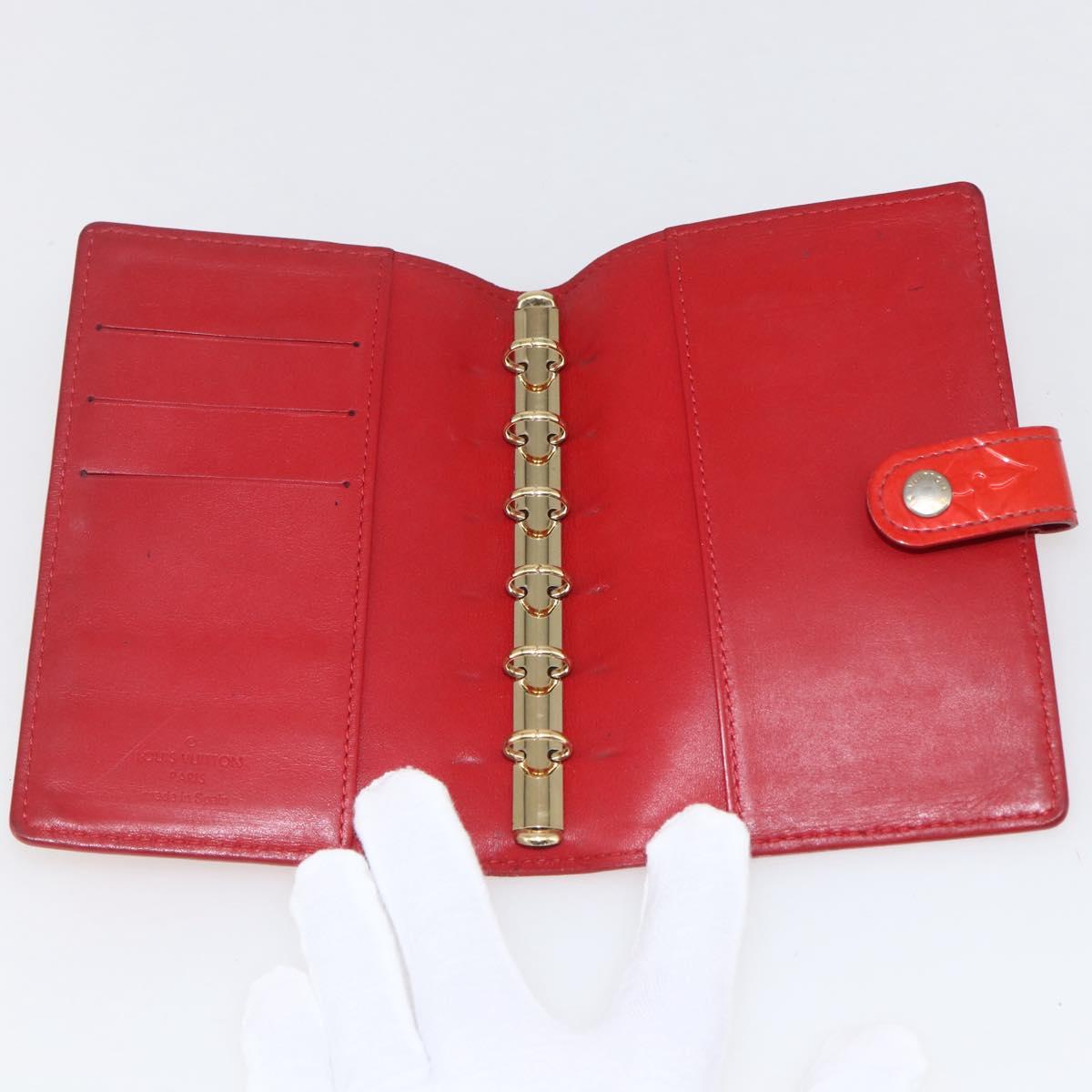 LOUIS VUITTON Monogram Vernis Agenda PM Day Planner Cover Red R21016 Auth 153667