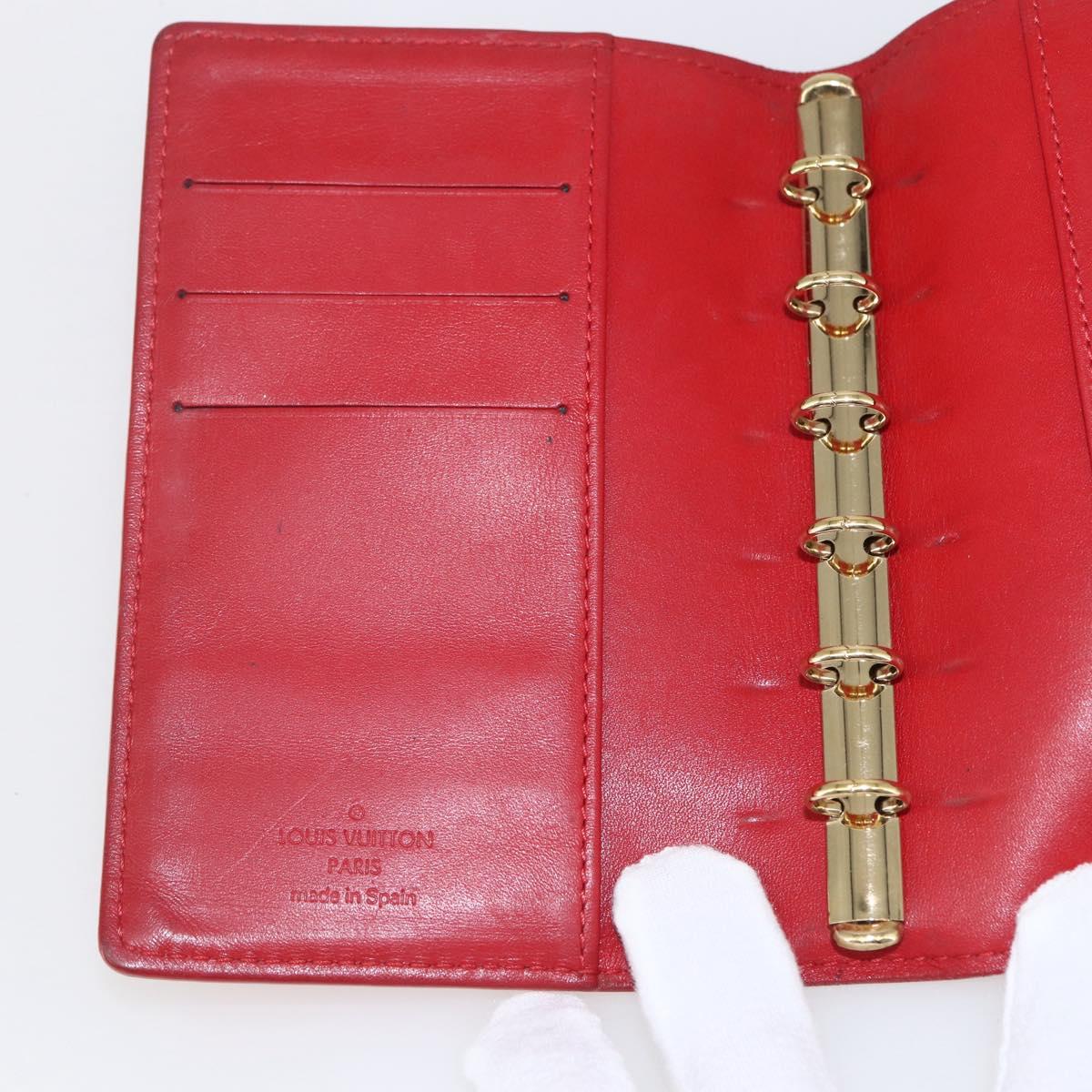LOUIS VUITTON Monogram Vernis Agenda PM Day Planner Cover Red R21016 Auth 153667