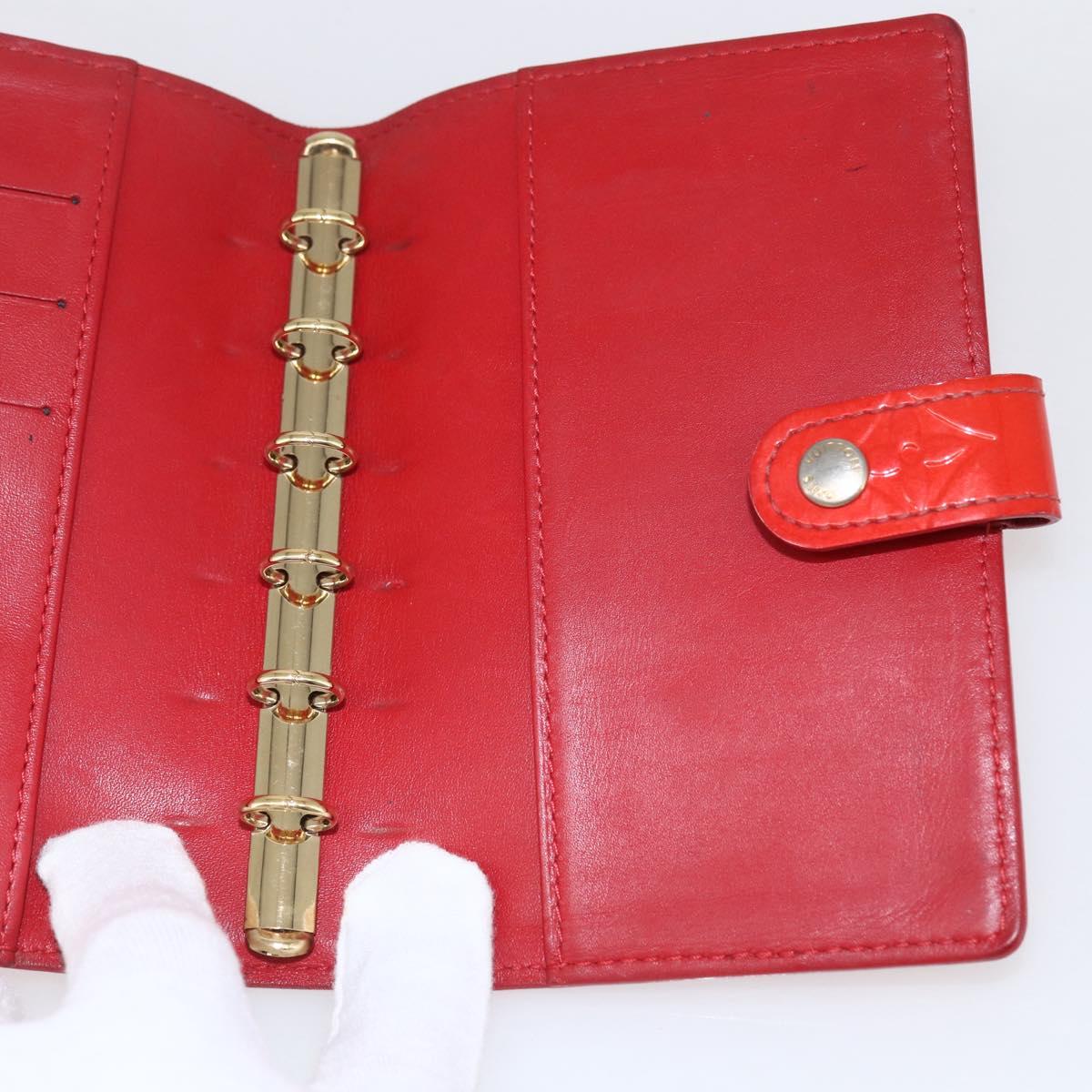 LOUIS VUITTON Monogram Vernis Agenda PM Day Planner Cover Red R21016 Auth 153667