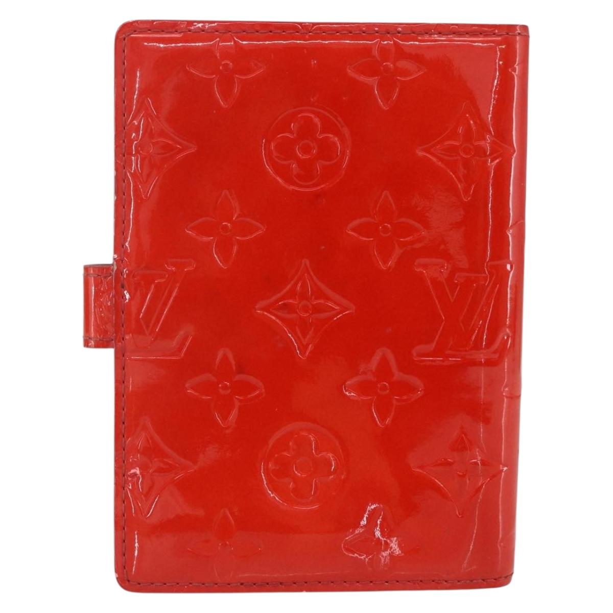 LOUIS VUITTON Monogram Vernis Agenda PM Day Planner Cover Red R21016 Auth 153667