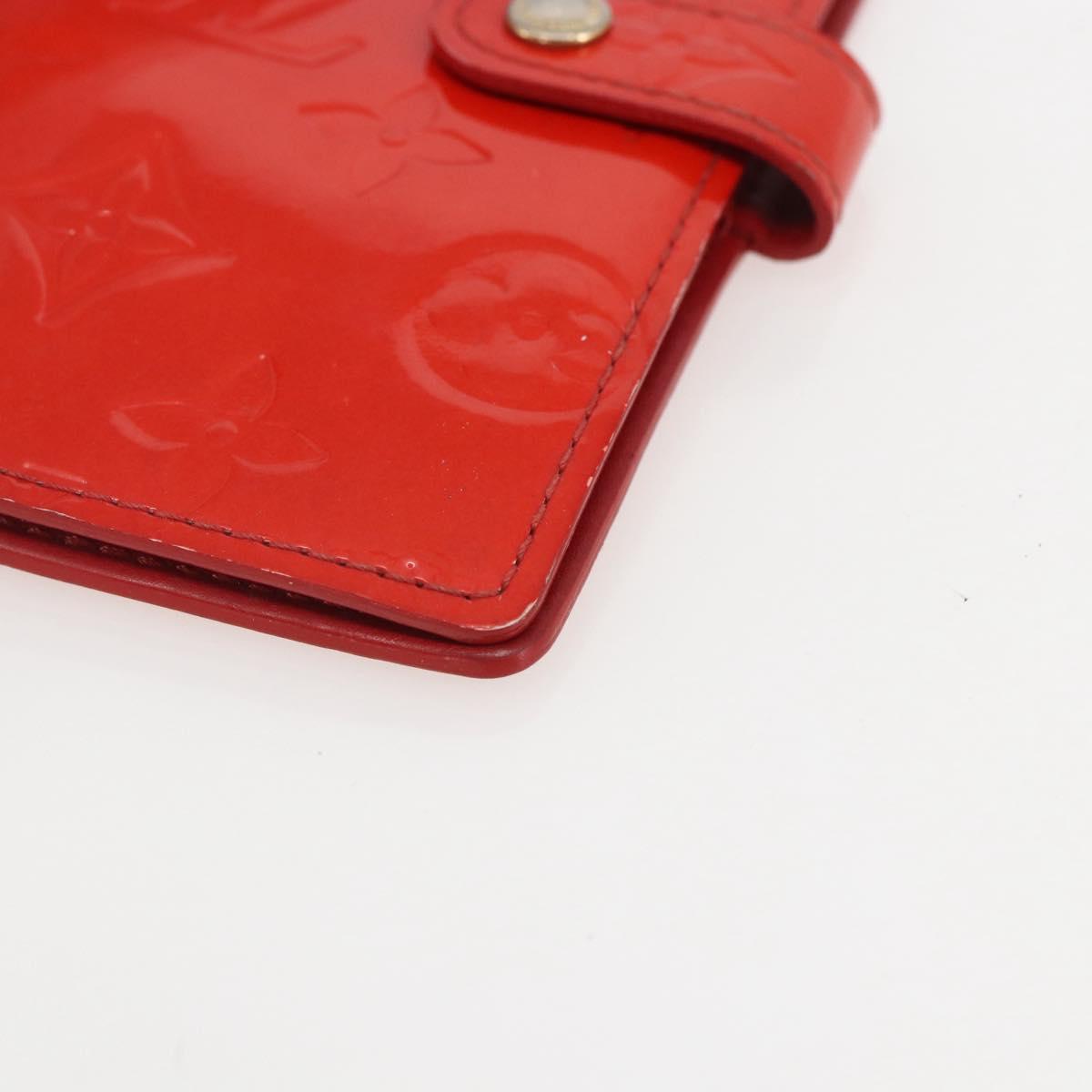 LOUIS VUITTON Monogram Vernis Agenda PM Day Planner Cover Red R21016 Auth 153667