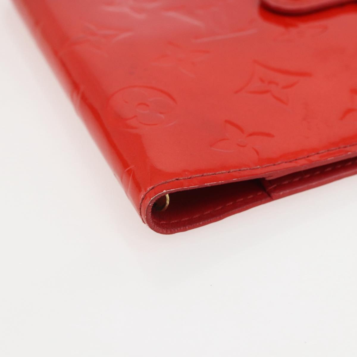 LOUIS VUITTON Monogram Vernis Agenda PM Day Planner Cover Red R21016 Auth 153667