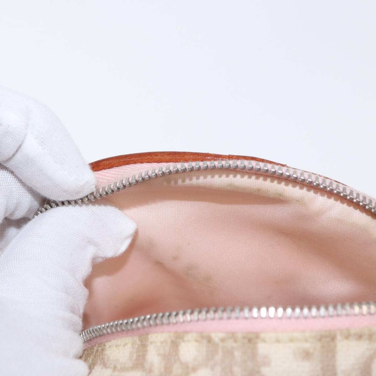 Christian Dior Trotter Canvas Romantic Pouch PVC Beige Silver Auth 153669V