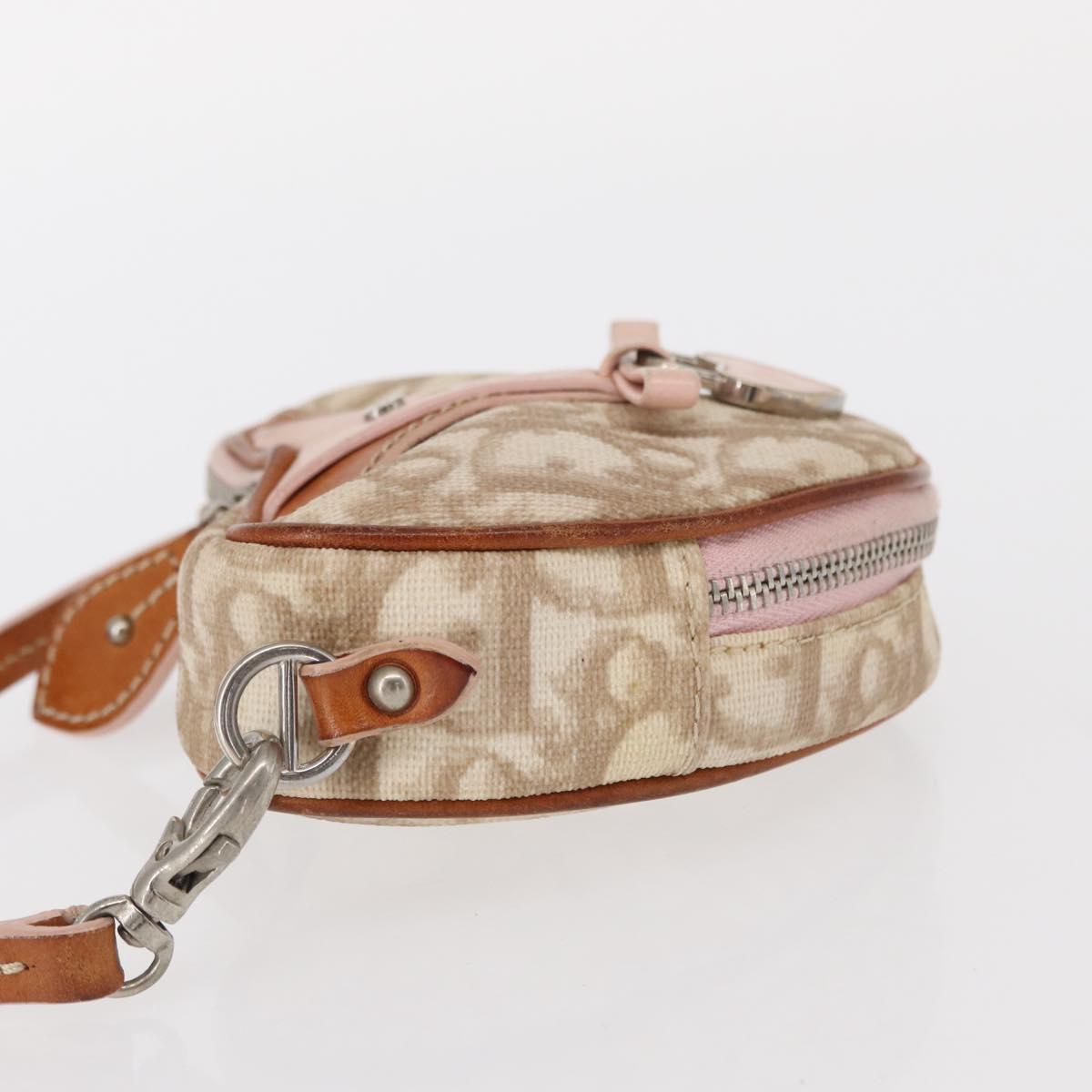 Christian Dior Trotter Canvas Romantic Pouch PVC Beige Silver Auth 153669V