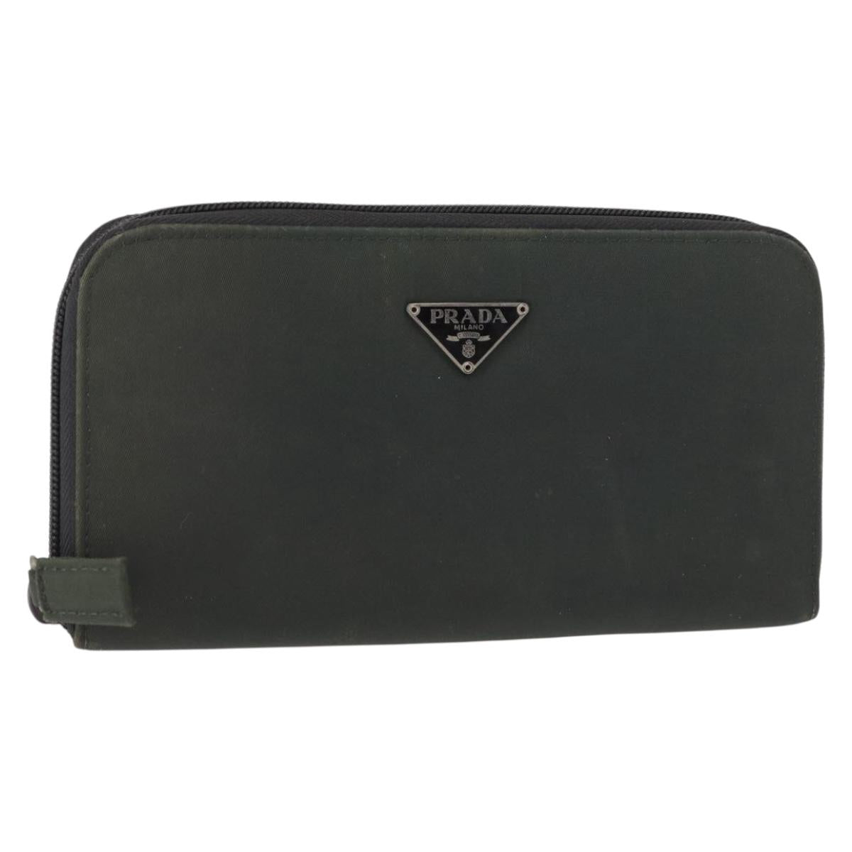 PRADA Long Wallet Nylon Khaki Auth 153670
